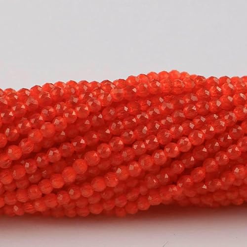 Kleine 2 mm Katzenaugen-Glasperlen, 48 facettierte lose Perlen zur Schmuckherstellung, Armband- und Halskettenherstellung, DIY-Zubehör, 6, Orangerot, 20 Stränge (3500 Stück) von QPFNEI