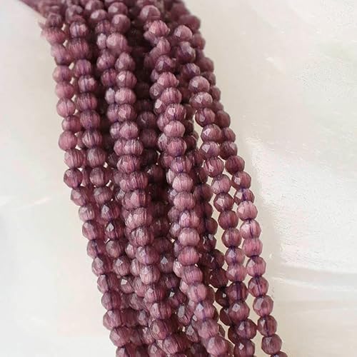 Kleine 2 mm Katzenaugen-Glasperlen, 48 facettierte lose Perlen zur Schmuckherstellung, Armband- und Halskettenherstellung, DIY-Zubehör – 11. Hellviolett – 5 Stränge (870 Stück) von QPFNEI