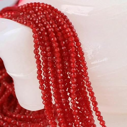 Kleine 2 mm Katzenaugen-Glasperlen, 48 facettierte lose Perlen zur Schmuckherstellung, Armband- und Halskettenherstellung, DIY-Zubehör – 12. Dunkelrot – 10 Stränge (1750 Stück) von QPFNEI