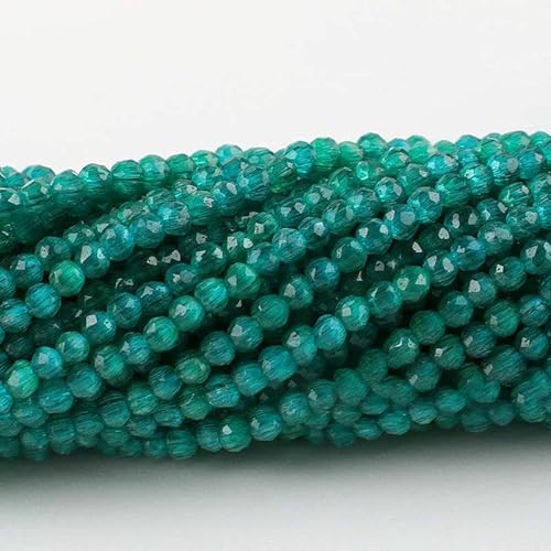 Kleine 2 mm Katzenaugen-Glasperlen, 48 facettierte lose Perlen zur Schmuckherstellung, Armband- und Halskettenherstellung, DIY-Zubehör – 13. Blauer Zirkonia – 10 Stränge (1750 Stück) von QPFNEI