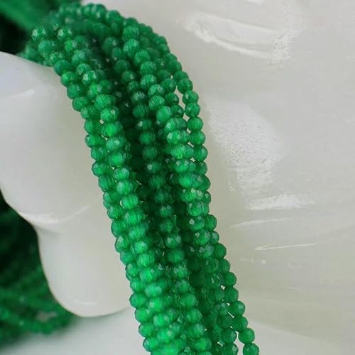 Kleine 2 mm Katzenaugen-Glasperlen, 48 facettierte lose Perlen zur Schmuckherstellung, Armband- und Halskettenherstellung, DIY-Zubehör – 4. Hellgrün – 20 Stränge (3500 Stück) von QPFNEI