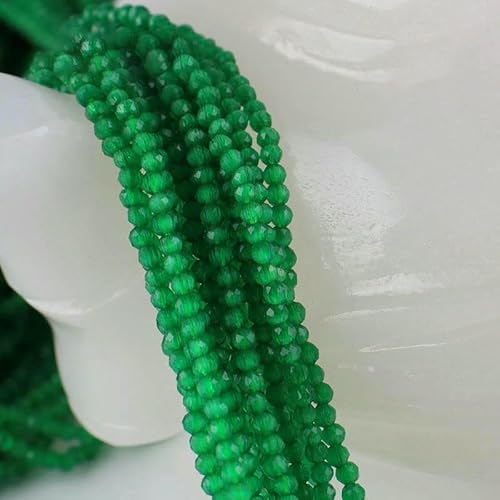 Kleine 2 mm Katzenaugen-Glasperlen, 48 facettierte lose Perlen zur Schmuckherstellung, Armband- und Halskettenherstellung, DIY-Zubehör – 4. Hellgrün – 20 Stränge (3500 Stück) von QPFNEI
