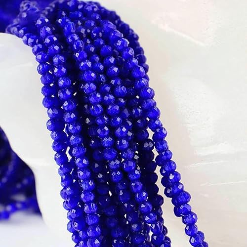Kleine 2 mm Katzenaugen-Glasperlen, 48 facettierte lose Perlen zur Schmuckherstellung, Armband- und Halskettenherstellung, DIY-Zubehör – 7. Dunkelblau – 10 Stränge (1750 Stück) von QPFNEI