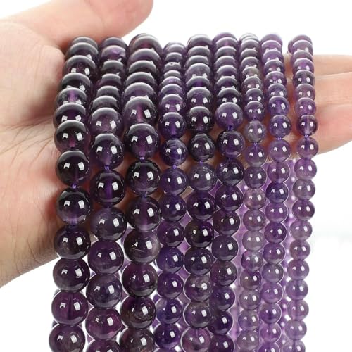 Lila Natursteinperlen, Amethyst, Achat, Turmalin, Jade, lose Abstandsperlen zur Schmuckherstellung, DIY-Armbänder, Bastelzubehör, Amethyst AAA, 10 mm, ca. 38 Stück Lila Natursteinperlen, Amethyst, Achat, Turmalin, Jade, lose Abstandsperlen zur Schmuckherstellung, DIY-Armbänder, Bastelzubehör, Amethyst AAA, 10 mm, ca. 38 Stück von QPFNEI