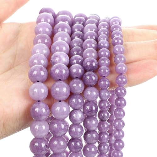 Lila Natursteinperlen, Amethyst, Achat, Turmalin, Jade, lose Abstandsperlen zur Schmuckherstellung, DIY-Armbänder, Bastelzubehör, Optimierung, Lila, 6 mm, ca. 62 Stück von QPFNEI
