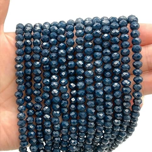 Mehrfarbige 2 3 4 6 8 mm facettierte österreichische Kristallperlen, lose Abstandshalter, runde Glasperlen, Armband, DIY zur Schmuckherstellung, C190 Marineblau, 4,0 mm (ca. 125 Stück) von QPFNEI