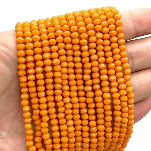 Mehrfarbige 2 3 4 6 8 mm österreichische facettierte Kristallperlen, lose Abstandshalter, runde Glasperlen, Armband, DIY zur Schmuckherstellung, C174 Orange, 6 mm (ca. 90 Stück) von QPFNEI