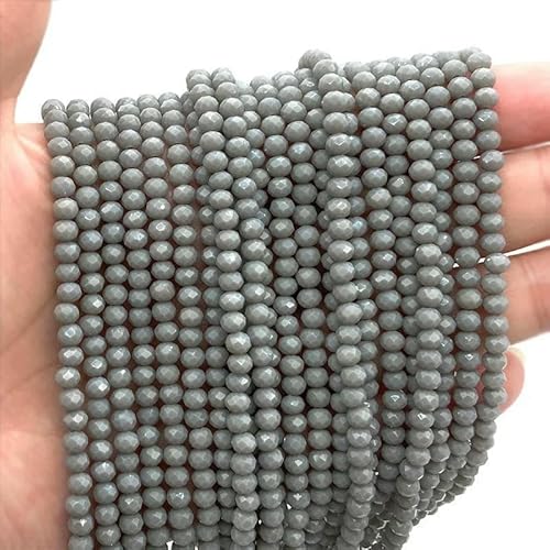 Mehrfarbige 2 3 4 6 8 mm österreichische facettierte Kristallperlen, lose Abstandshalter, runde Glasperlen, Armband, DIY zur Schmuckherstellung, C185 grau, 2 mm (ca. 170 Stück) von QPFNEI