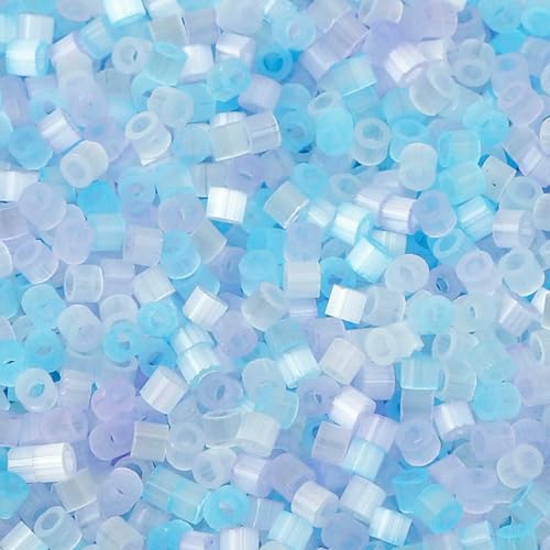 Mehrfarbige Glasperlen, zylinderförmig, Katzenaugen-Imitation, lose Abstandsperlen, DIY-Halskettenschmuck, ca. 2,5 mm Durchmesser, 10 Gramm, Weißblau von QPFNEI