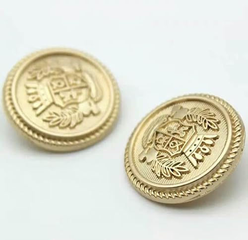 Metallknöpfe Kronenmuster Schaft Goldene Knöpfe Britische Vintage College-Stil Anzugknöpfe Handgenähte Mantel-Kleidungsknöpfe-A 18mm 1pc von QPFNEI