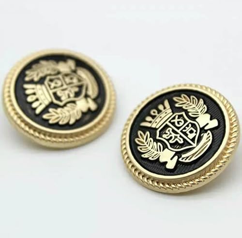 Metallknöpfe Kronenmuster Schaft Goldene Knöpfe Britische Vintage College-Stil Anzugknöpfe Handgenähte Mantel-Kleidungsknöpfe-B 18mm 1pc von QPFNEI