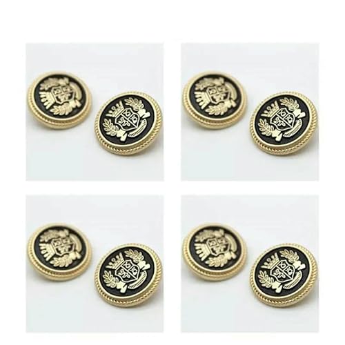 Metallknöpfe Kronenmuster Schaft Goldene Knöpfe Britische Vintage College-Stil Anzugknöpfe Handgenähte Mantel-Kleidungsknöpfe-B 18mm 4St von QPFNEI