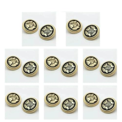 Metallknöpfe Kronenmuster Schaft Goldene Knöpfe Britische Vintage College-Stil Anzugknöpfe Handgenähte Mantel-Kleidungsknöpfe-B 18mm 8St von QPFNEI