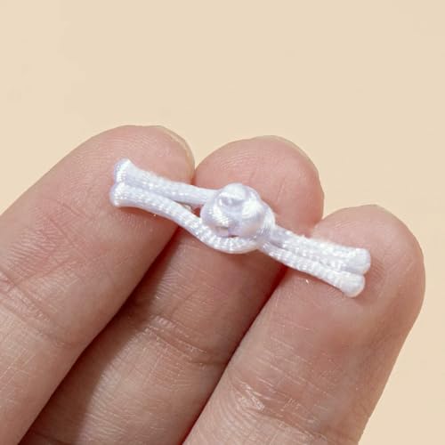 Mini-Stoffknöpfe, 25 mm, 2,5 cm, für Puppen, Haustierkleidung, Bandform, chinesischer Cheongsam-Anzug, handgefertigt, Cheongsam-Miniknöpfe, Knoten, weiß, 50 Stü Mini-Stoffknöpfe, 25 mm, 2,5 cm, für Puppen, Haustierkleidung, Bandform, chinesischer Cheongsam-Anzug, handgefertigt, Cheongsam-Miniknöpfe, Knoten, weiß, 50 Stü von QPFNEI