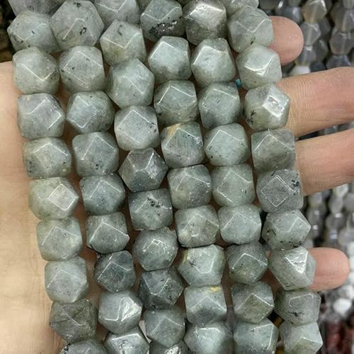 Natürliche Labradorit-Edelsteine, facettierte, runde Rondelle, lose Perlen für die Schmuckherstellung, DIY-Armband, Halskette, handgefertigtes Zubehör, 10 mm, ca. 20 Stück_a von QPFNEI