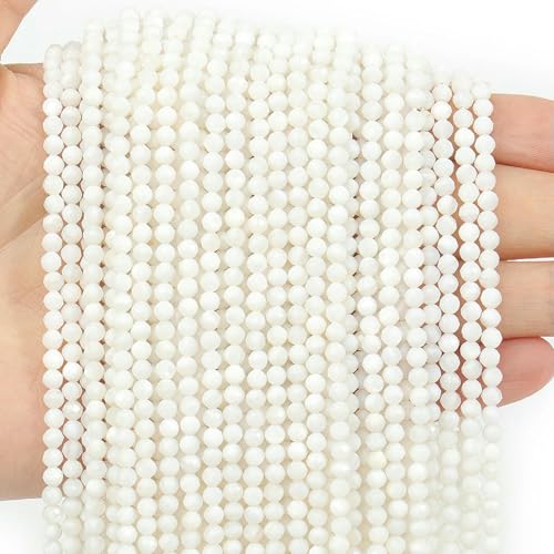 Natürliche Rhodonitperlen, 2 3 4,0 mm, facettiert, rund, lose, DIY-Hüftkettenperlen, Halskette, Armband, Schmuckzubehör, weiße Muschel, 3,0 mm, ca. 115 Stück Natürliche Rhodonitperlen, 2 3 4,0 mm, facettiert, rund, lose, DIY-Hüftkettenperlen, Halskette, Armband, Schmuckzubehör, weiße Muschel, 3,0 mm, ca. 115 Stück von QPFNEI