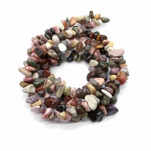Natürliche blaue Amazonit-Chips, Steinperlen, unregelmäßige Kieskristallperlen zur Schmuckherstellung, DIY-Armband, Halskettenzubehör – Alxa-Achat – 10 Stück (ca. 81 cm) von QPFNEI