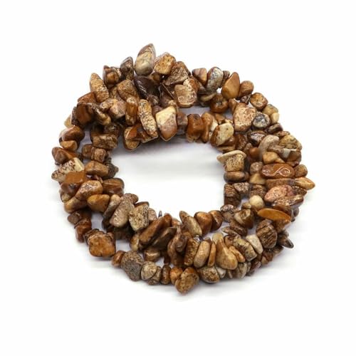Natürliche blaue Amazonit-Chips, Steinperlen, unregelmäßige Kieskristallperlen zur Schmuckherstellung, DIY-Armband, Halskettenzubehör – Bildjaspis – 10 Stück (ca. 40,6 cm) von QPFNEI