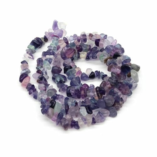 Natürliche blaue Amazonit-Chips, Steinperlen, unregelmäßige Kieskristallperlen zur Schmuckherstellung, DIY-Armband, Halskettenzubehör – Fluorit – 10 Stück (ca. 81 cm) von QPFNEI