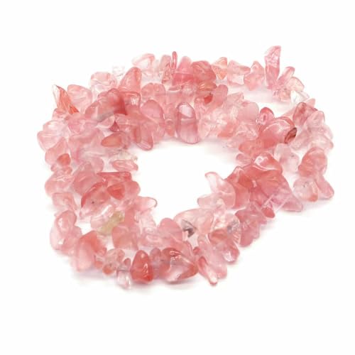 Natürliche blaue Amazonit-Chips, Steinperlen, unregelmäßige Kieskristallperlen zur Schmuckherstellung, DIY-Armband, Halskettenzubehör – Kirschquarz – 10 Stück (ca. 40,6 cm) von QPFNEI