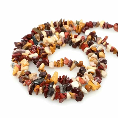 Natürliche blaue Amazonit-Chips, Steinperlen, unregelmäßige Kieskristallperlen zur Schmuckherstellung, DIY-Armband, Halskettenzubehör – Mookait – 5 Stück (ca. 40,6 cm) von QPFNEI