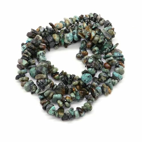 Natürliche blaue Amazonit-Chips, Steinperlen, unregelmäßiger Kies, Kristallperle zur Schmuckherstellung, DIY-Armband, Halskettenzubehör – Afrikanisches Türkis – 10 Stück (ca. 81 cm) von QPFNEI