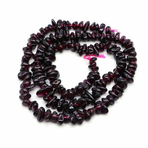 Natürliche blaue Amazonit-Chips, Steinperlen, unregelmäßiger Kies, Kristallperle zur Schmuckherstellung, DIY-Armband, Halskettenzubehör – Granat – 10 Stück (ca. 81 cm) von QPFNEI
