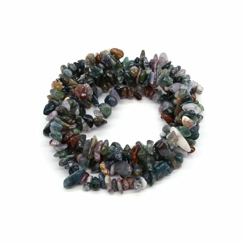 Natürliche blaue Amazonit-Chips, Steinperlen, unregelmäßiger Kies, Kristallperle zur Schmuckherstellung, DIY-Armband, Halskettenzubehör – Indien-Achat – 5 Stück (ca. 40,6 cm) von QPFNEI