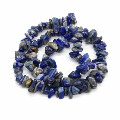 Natürliche blaue Amazonit-Chips, Steinperlen, unregelmäßiger Kies, Kristallperle zur Schmuckherstellung, DIY-Armband, Halskettenzubehör – Lapislazuli – 10 Stück (ca. 40,6 cm) von QPFNEI
