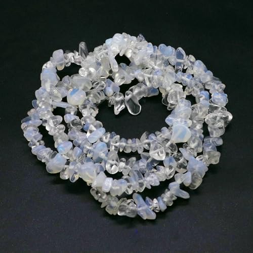 Natürliche blaue Amazonit-Chips, Steinperlen, unregelmäßiger Kies, Kristallperle zur Schmuckherstellung, DIY-Armband, Halskettenzubehör – Opalit – 10 Stück (ca. 40,6 cm) von QPFNEI