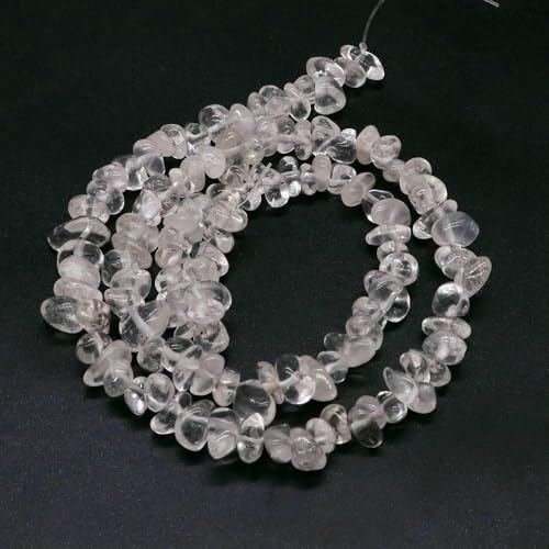 Natürliche blaue Amazonit-Chips, Steinperlen, unregelmäßiger Kies, Kristallperle zur Schmuckherstellung, DIY-Armband, Halskettenzubehör – klarer Quarz – 1 Stück (ca. 40,6 cm) von QPFNEI