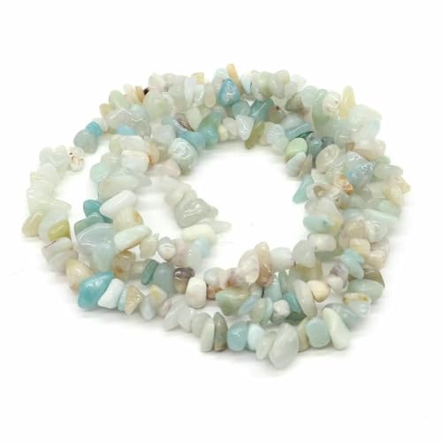 Natürliche blaue Amazonit-Splitter, Steinperlen, unregelmäßige Kieskristallperlen zur Schmuckherstellung, DIY-Armband, Halskettenzubehör – Amazonit – 5 Stück (ca. 81 cm) von QPFNEI