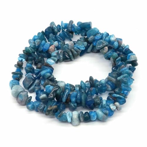 Natürliche blaue Amazonit-Splitter, Steinperlen, unregelmäßige Kieskristallperlen zur Schmuckherstellung, DIY-Armband, Halskettenzubehör – Blauer Apatit – 10 Stück (ca. 81 cm) von QPFNEI