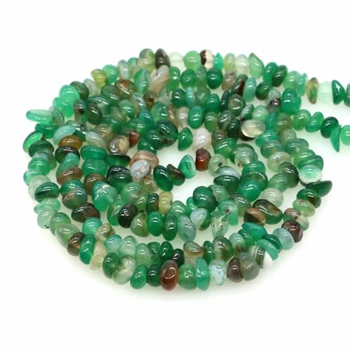 Natürliche blaue Amazonit-Splitter, Steinperlen, unregelmäßige Kieskristallperlen zur Schmuckherstellung, DIY-Armband, Halskettenzubehör – Grüner Achat – 5 Stück (ca. 81 cm) von QPFNEI