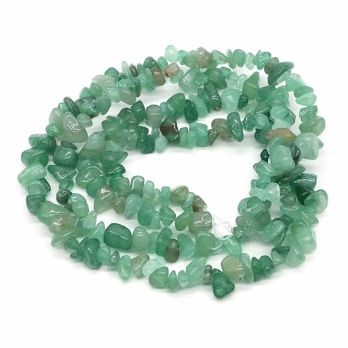 Natürliche blaue Amazonit-Splitter, Steinperlen, unregelmäßige Kieskristallperlen zur Schmuckherstellung, DIY-Armband, Halskettenzubehör – Grüner Aventurin – 5 Stück (ca. 81 cm) von QPFNEI