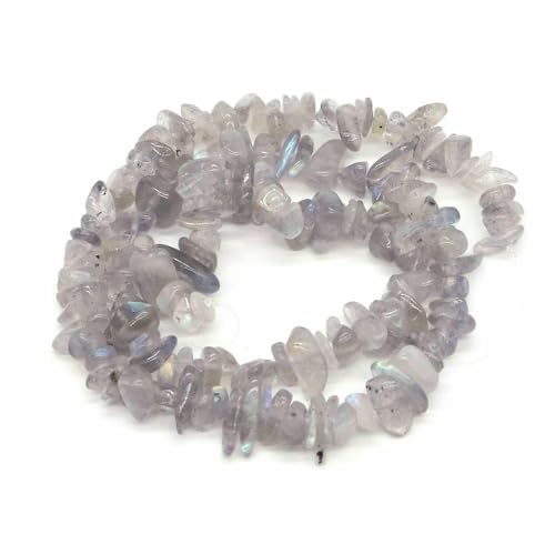 Natürliche blaue Amazonit-Splitter, Steinperlen, unregelmäßige Kieskristallperlen zur Schmuckherstellung, DIY-Armband, Halskettenzubehör – Labradorit – 10 Stück (ca. 81 cm) von QPFNEI