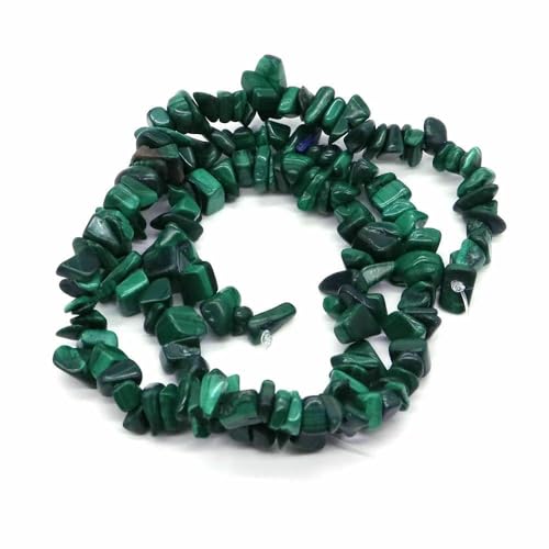 Natürliche blaue Amazonit-Splitter, Steinperlen, unregelmäßige Kieskristallperlen zur Schmuckherstellung, DIY-Armband, Halskettenzubehör – Malachit – 10 Stück (ca. 81 cm) von QPFNEI
