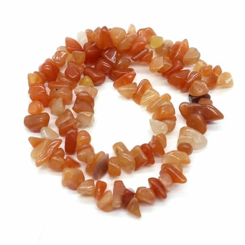 Natürliche blaue Amazonit-Splitter, Steinperlen, unregelmäßige Kieskristallperlen zur Schmuckherstellung, DIY-Armband, Halskettenzubehör – Oranger Aventurin – 5 Stück (ca. 81 cm) von QPFNEI