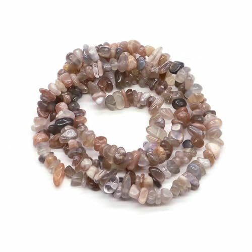 Natürliche blaue Amazonit-Splitter, Steinperlen, unregelmäßige Kieskristallperlen zur Schmuckherstellung, DIY-Armband, Halskettenzubehör – Oranger Mondstein – 10 Stück (ca. 81 cm) von QPFNEI