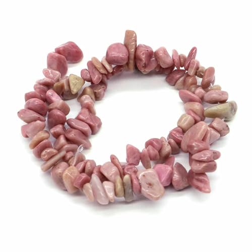 Natürliche blaue Amazonit-Splitter, Steinperlen, unregelmäßige Kieskristallperlen zur Schmuckherstellung, DIY-Armband, Halskettenzubehör – Rosa Rhodonit – 10 Stück (ca. 81 cm) von QPFNEI