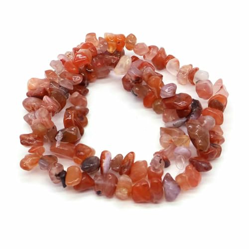 Natürliche blaue Amazonit-Splitter, Steinperlen, unregelmäßige Kieskristallperlen zur Schmuckherstellung, DIY-Armband, Halskettenzubehör – Roter Achat – 10 Stück (ca. 81 cm) von QPFNEI