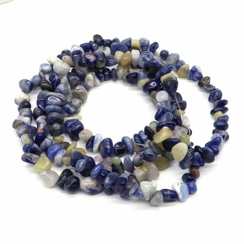 Natürliche blaue Amazonit-Splitter, Steinperlen, unregelmäßige Kieskristallperlen zur Schmuckherstellung, DIY-Armband- und Halskettenzubehör – Blauer Sodalith – 10 Stück (ca. 81 cm) von QPFNEI