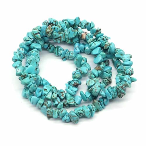 Natürliche blaue Amazonit-Splitter, Steinperlen, unregelmäßiger Kies, Kristallperle zur Schmuckherstellung, DIY-Armband, Halskettenzubehör – Grün-Türkis – 10 Stück (ca. 81 cm) von QPFNEI