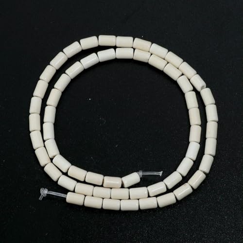 Natürliche blaue Türkissteinperlen, röhrenförmige lose Abstandsperlen, Zylinderperlen zur Schmuckherstellung, DIY-Armbandzubehör, Weiß, 4 x 6 mm von QPFNEI