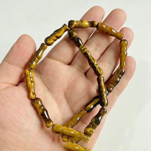 Natürliche gelbe Tigerauge-Steinperlen, lose, runde, ovale, flache Chips, Herzform, Abstandsperlen zur Schmuckherstellung, Armband, Halskette, Nr. 42 von QPFNEI