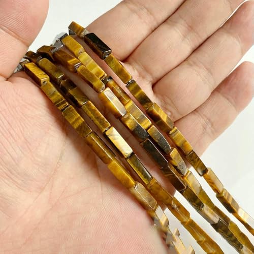 Natürliche gelbe Tigerauge-Steinperlen, lose, runde, ovale, flache Chips, herzförmige Abstandsperlen zur Schmuckherstellung, Armband, Halskette, Nr. 6 von QPFNEI
