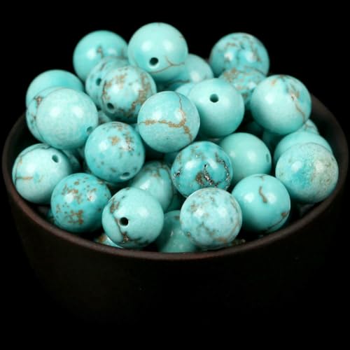 Natürliche runde Tigeraugen, Amazonit, Lava, Türkis, Achat, Jaspis, Granat, Abstandshalter, lose Steinperlen für die Schmuckherstellung, DIY-Armband – Blau-Türkis – 8 mm, 45 bis 46 von QPFNEI