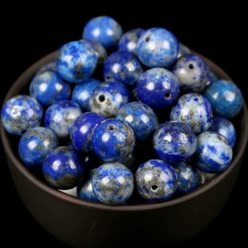 Natürliche runde Tigeraugen, Amazonit, Lava, Türkis, Achat, Jaspis, Granat, Abstandshalter, lose Steinperlen für die Schmuckherstellung, DIY-Armband – Lapislazuli – 10 mm, 36 bis 3 von QPFNEI