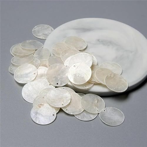 Natürliche transparente runde Muschelstücke zur Schmuckherstellung, Ohrringe, lose Muschelperlen, Accessoires, handgefertigter Schmuck, DIY-Nr. 2 (20 mm) – 2 Stück von QPFNEI