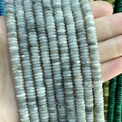 Natürlicher Labradorit-Edelstein, facettierte, runde Rondelle, lose Perlen zur Schmuckherstellung, DIY-Armband, Halskette, handgefertigtes Zubehör, 2 x 6 mm, ca. 75 Stück von QPFNEI